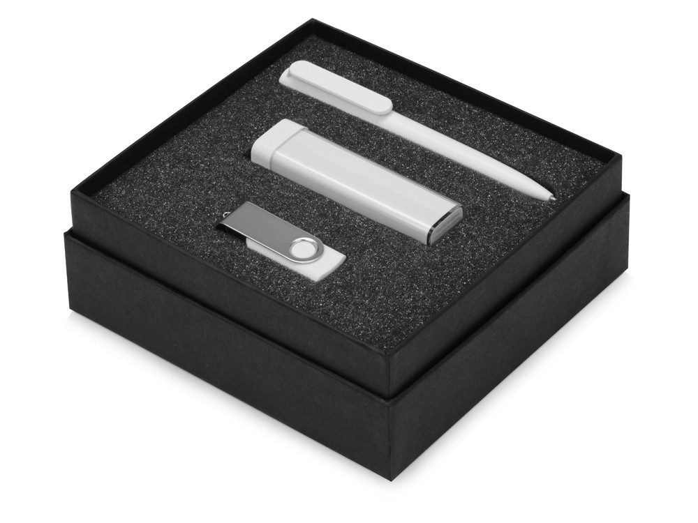 Подарочный набор On-the-go с флешкой, ручкой и зарядным устройством, белый - фото 2 - id-p224145002