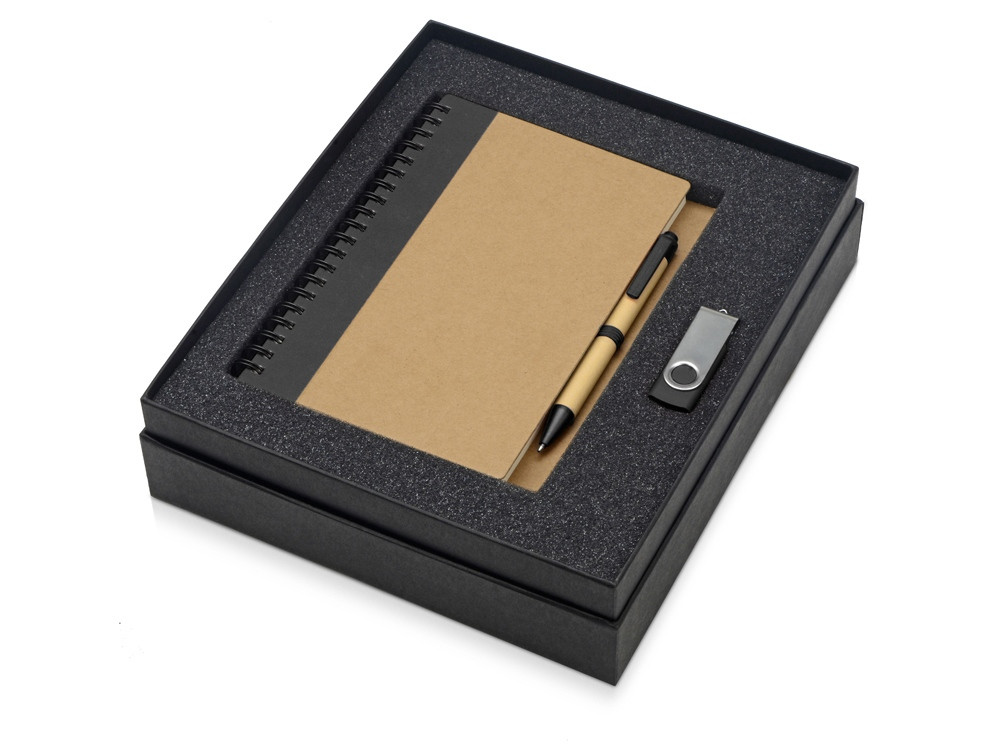 Подарочный набор Essentials с флешкой и блокнотом А5 с ручкой, черный - фото 2 - id-p224145004