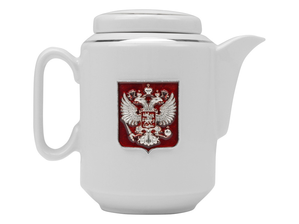 Чайный набор с подстаканником и фарфоровым чайником ЭГОИСТ-М, серебристый/белый - фото 3 - id-p224145010