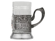 Чайный набор с подстаканником и фарфоровым чайником ЭГОИСТ-М, серебристый/белый, фото 3