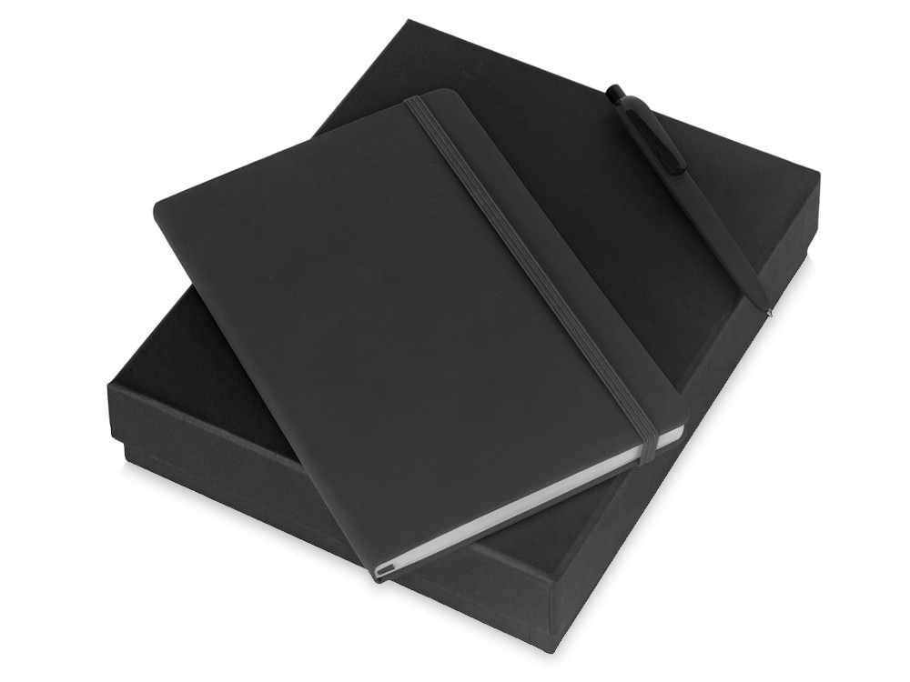 Подарочный набор Vision Pro soft-touch с ручкой и блокнотом А5, черный - фото 1 - id-p224145014
