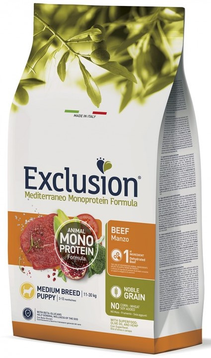 EXCLUSION Monoprotein Medium Beef Noble Grain (говядина), 3 кг - фото 1 - id-p224144984