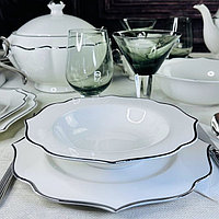 Набор тарелок, глубокие Lenardi Magnolia silver, фарфор, 21.5 см