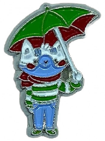 Значок с эмалью BronzaMania «Кот с зонтом» - фото 1 - id-p203780836