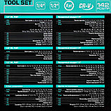 Набор инструментов 142 пр.1/4''3/8''1/2''(6-гр.)(4-32мм), фото 5