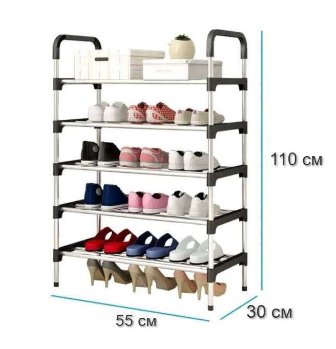 Полка для обуви металлическая Easy Shoe Rack / Этажерка / Обувница напольная 5 ярусов 110х55х30см. - фото 5 - id-p224166058