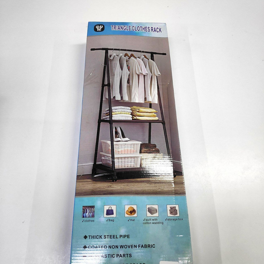 Вешалка передвижная напольная с полками Triangle clothes Rack 160х55х42 см. / Стойка для вещей, обуви на - фото 3 - id-p224166049