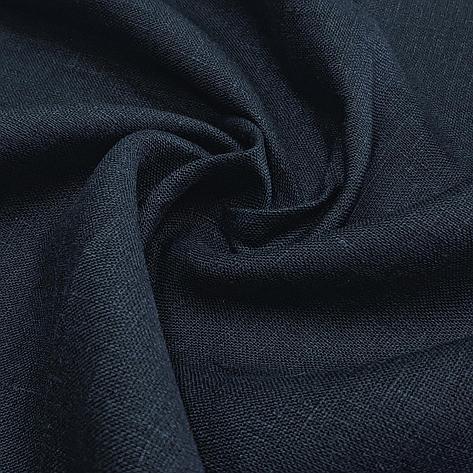 Костюмно-плательная ткань (лен) темно-синий цвет, фото 2