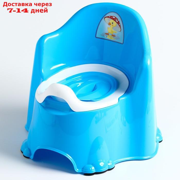 Горшок детский антискользящий "Комфорт" с крышкой, съёмная чаша, цвет голубой - фото 1 - id-p224146018