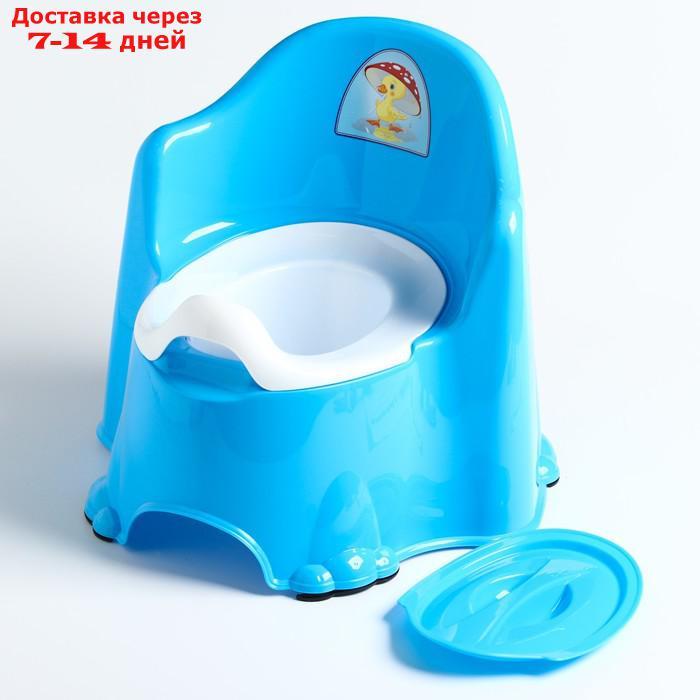 Горшок детский антискользящий "Комфорт" с крышкой, съёмная чаша, цвет голубой - фото 6 - id-p224146018