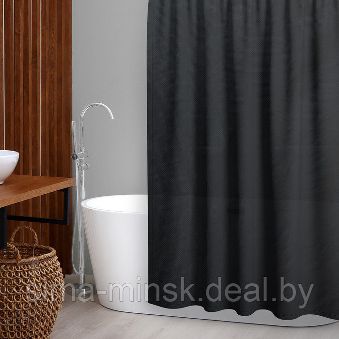 Штора для ванной комнаты "Бриллиант", цвет черный, 180x180 см - фото 1 - id-p224180894