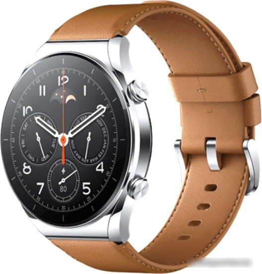 Умные часы Xiaomi Watch S1 (серебристый/коричневый, международная версия) - фото 1 - id-p224180533