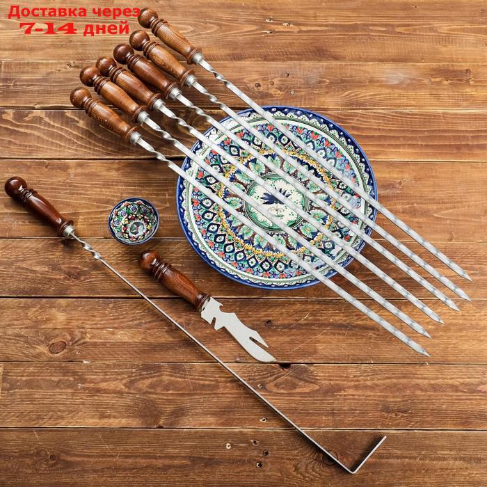 Набор подарочный с узбекскими шампурами 50 см "Самарканд" 10 предметов, в коробке - фото 3 - id-p224150695