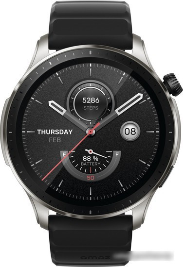 Умные часы Amazfit GTR 4 (серебристый, с черным ремешком из фторэластомера) - фото 4 - id-p224180553