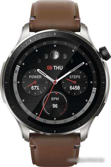 Умные часы Amazfit GTR 4 (серебристый, с коричневым кожаным ремешком) - фото 5 - id-p224180554