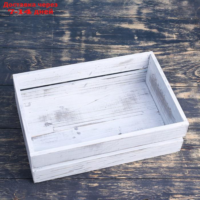 Ящик деревянный 30×20×10 см подарочный с реечной крышкой, состаренный - фото 1 - id-p224146409