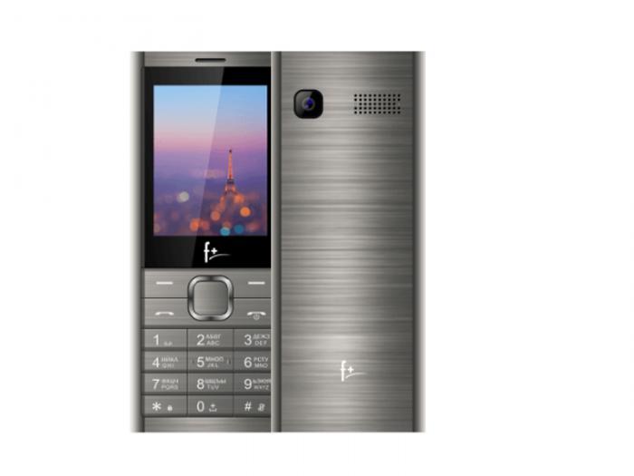Кнопочный сотовый телефон F+ B241 серый мобильный GSM - фото 1 - id-p222884232
