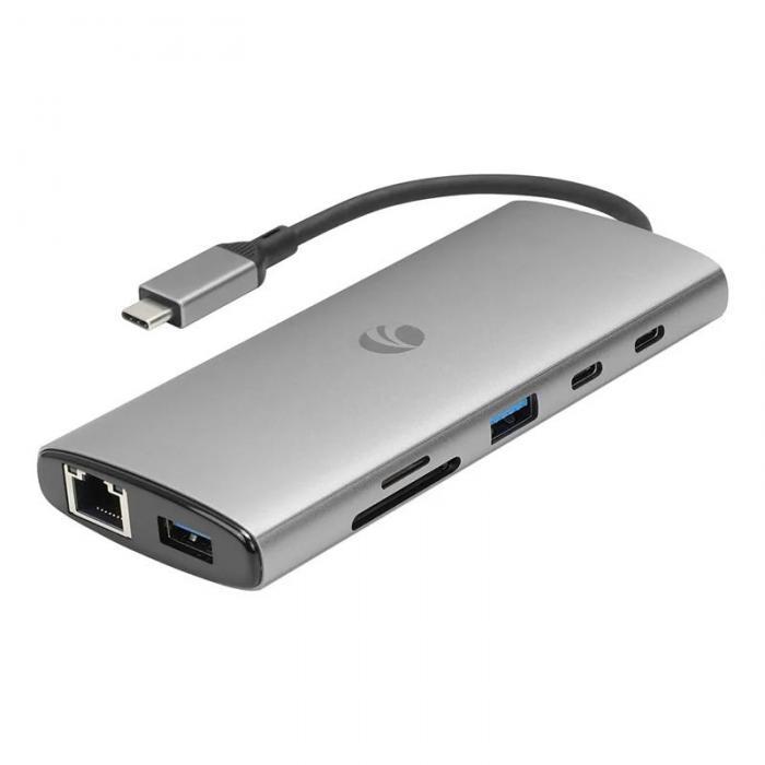 Адаптер Vcom Type-C - PD + 2xUSB-C + 2xUSB-A + 2xHDMI + RJ45 + SD + TF CUE68 - фото 1 - id-p223415672