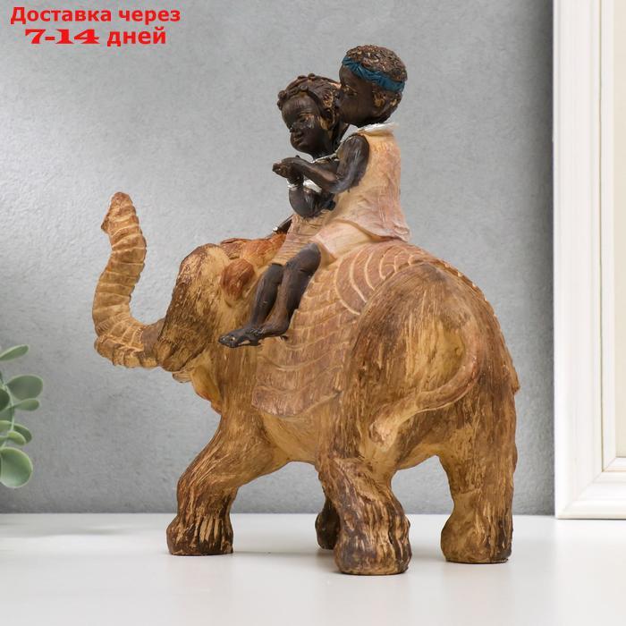 Сувенир полистоун "Африканский слон с детьми на спине" под дерево 24,5х26,5х11,5 см - фото 2 - id-p224146546