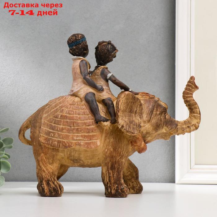 Сувенир полистоун "Африканский слон с детьми на спине" под дерево 24,5х26,5х11,5 см - фото 3 - id-p224146546