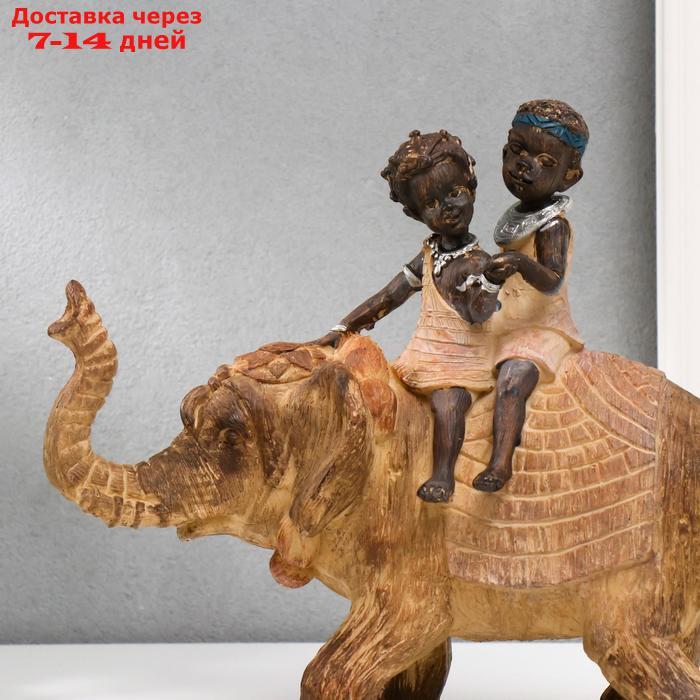 Сувенир полистоун "Африканский слон с детьми на спине" под дерево 24,5х26,5х11,5 см - фото 5 - id-p224146546