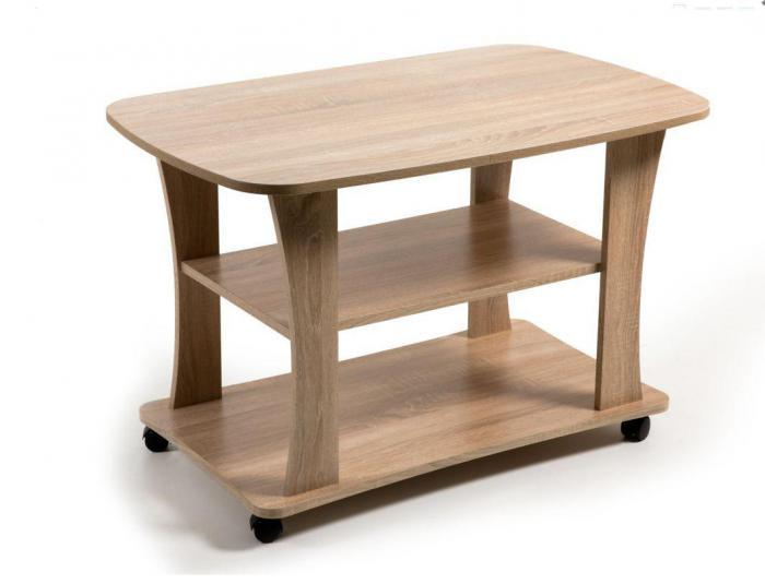 Журнальный кофейный чайный сервировочный столик БИТЕЛ СЖ-1 Дуб Сонома деревянный подкатной стол на колесиках - фото 1 - id-p223772421