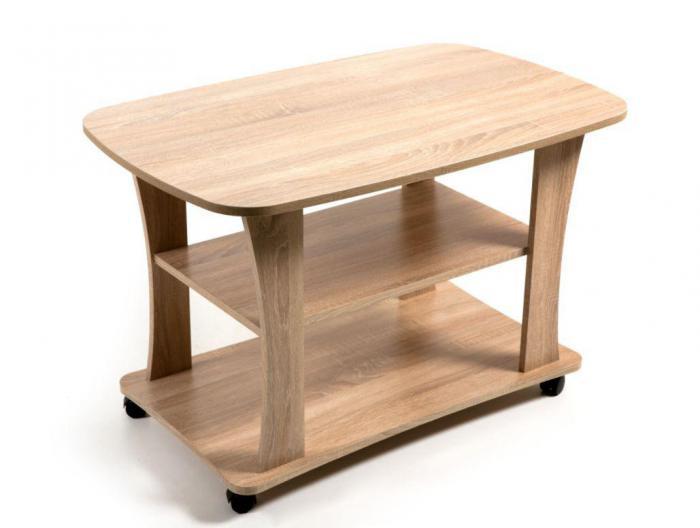 Журнальный кофейный чайный сервировочный столик БИТЕЛ СЖ-1 Дуб Сонома деревянный подкатной стол на колесиках - фото 2 - id-p223772421