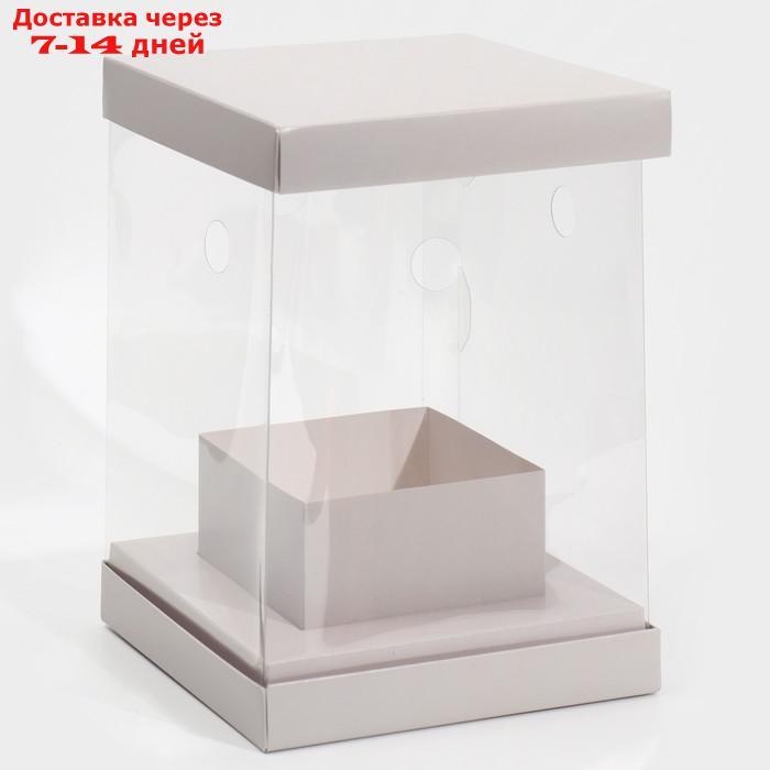Коробка для цветов с вазой и PVC окнами складная "Серая", 16 х 23 х 16 см - фото 2 - id-p224150970