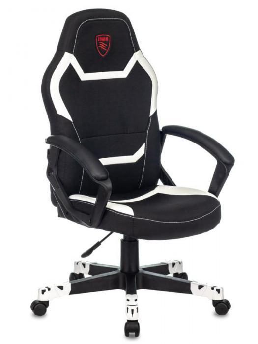Игровое эргономичное кресло компьютерное геймерское Zombie 10 черное-белое на колесиках для игроков геймеров - фото 1 - id-p224101749