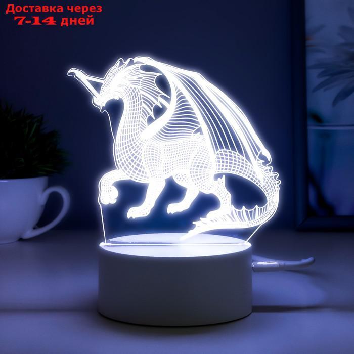 Светильник сенсорный "Дракон" LED 7 USB/от батареек белый 13х9,5х15,5см - фото 4 - id-p224151011