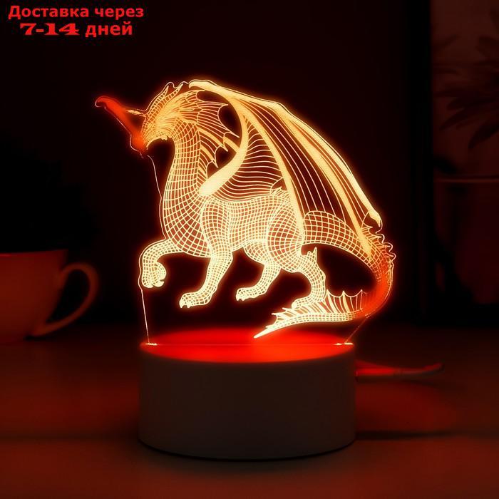 Светильник сенсорный "Дракон" LED 7 USB/от батареек белый 13х9,5х15,5см - фото 5 - id-p224151011