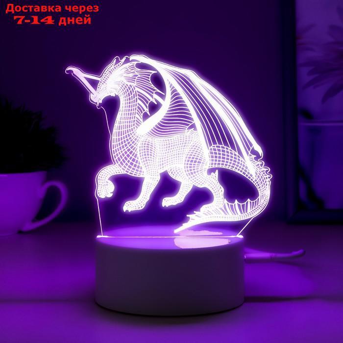 Светильник сенсорный "Дракон" LED 7 USB/от батареек белый 13х9,5х15,5см - фото 9 - id-p224151011