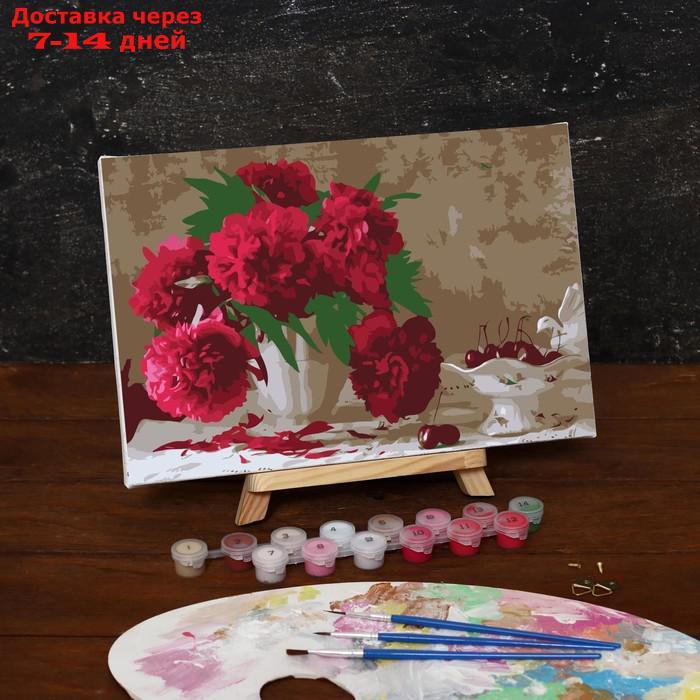 Картина по номерам на холсте с подрамником "Розовые пионы", 30х20 см - фото 1 - id-p224146689