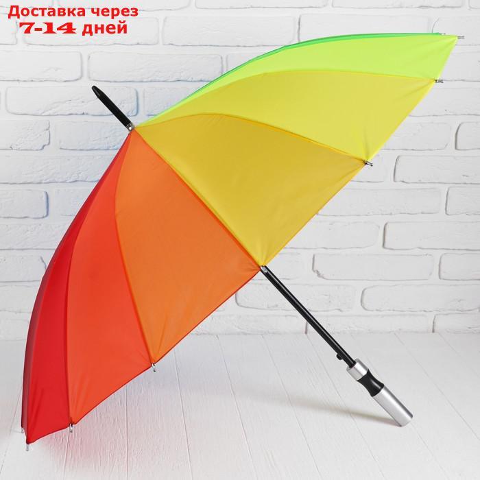 Зонт - трость полуавтоматический "Радуга", 16 спиц, R = 48 см, разноцветный - фото 2 - id-p224147256