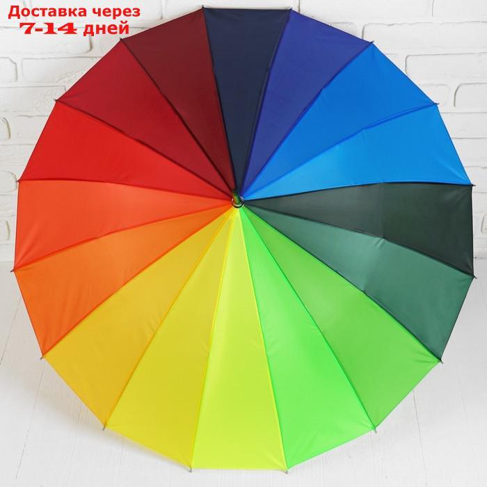 Зонт - трость полуавтоматический "Радуга", 16 спиц, R = 48 см, разноцветный - фото 5 - id-p224147256