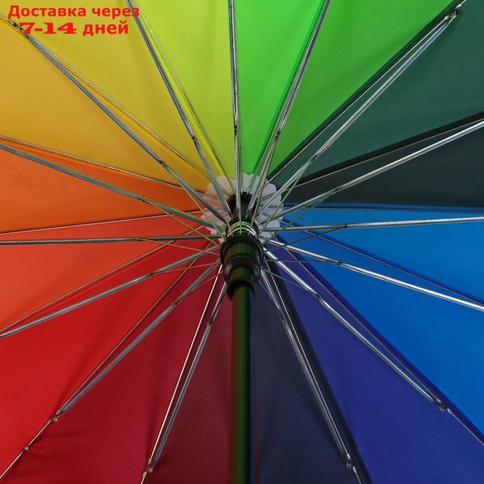 Зонт - трость полуавтоматический "Радуга", 16 спиц, R = 48 см, разноцветный - фото 6 - id-p224147256