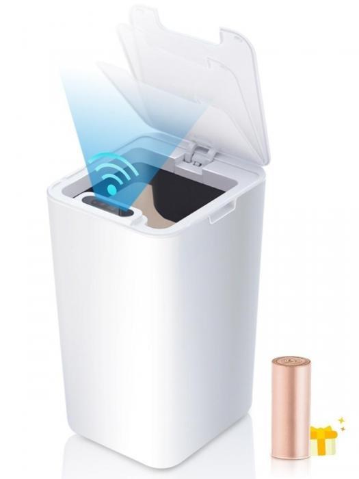 Умное сенсорное бесконтактное мусорное ведро NS28 белая урна для офиса дома кухни туалета с крышкой - фото 10 - id-p224144520