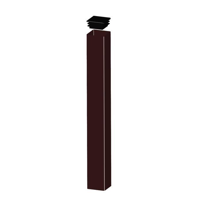 Столб, 60 × 40 мм, толщина 1,5 мм, высота 2,5 м, с заглушкой, цвет шоколад - фото 1 - id-p224186379