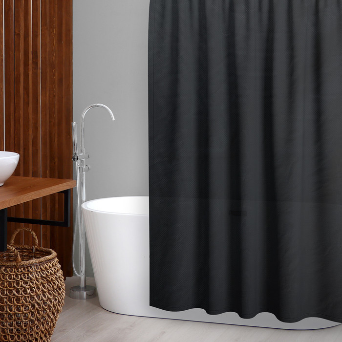 Штора для ванной комнаты "Бриллиант", цвет черный, 180x180 см - фото 1 - id-p224186382