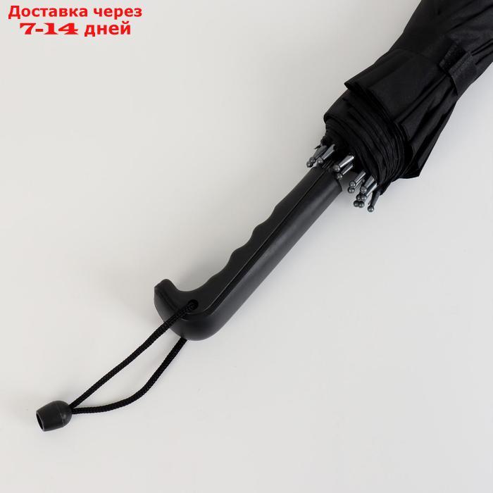 Зонт - трость полуавтоматический, 16 спиц, R = 48 см, цвет чёрный - фото 4 - id-p224147509