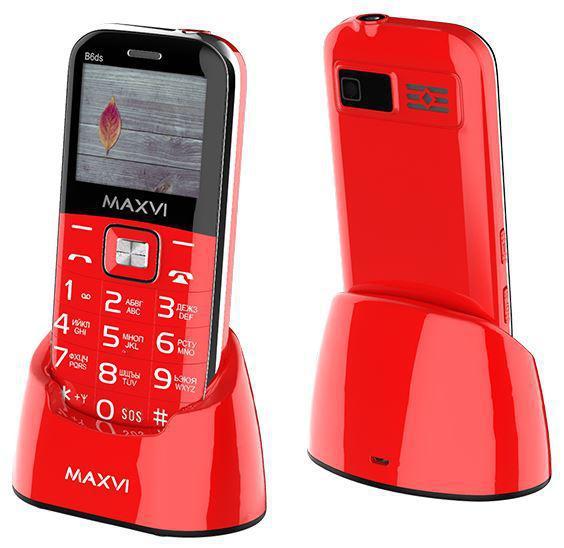 Мобильный телефон кнопочный с большими кнопками сотовый для пожилых людей MAXVI B6ds красный - фото 1 - id-p223962028