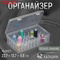 Контейнер для ниток 36 катушек 23,7*13,7*6,6см пластик прозрачный