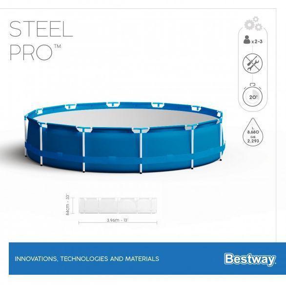 Большой глубокий каркасный бассейн с фильтрующим насосом Bestway Steel Pro Max 5612E 396x84 сборный фильтром - фото 5 - id-p223962177