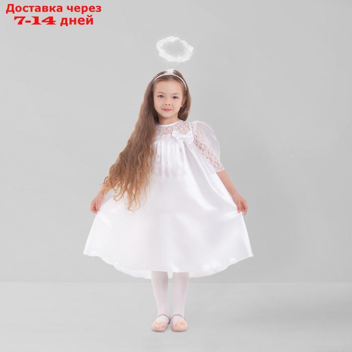 Карнавальный костюм "Ангел", платье, рукав 3/4 гипюр, нимб, крылья, р-р 28, рост 98-104 см - фото 1 - id-p224150138
