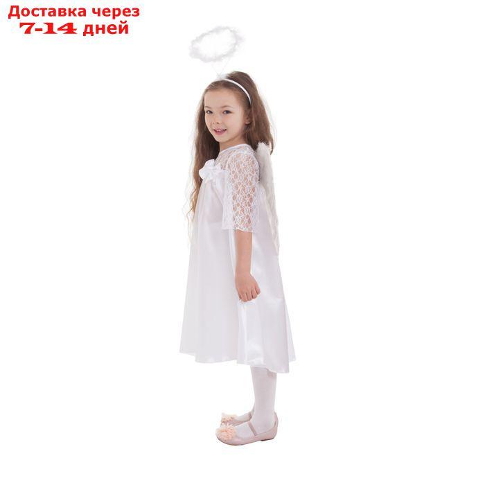 Карнавальный костюм "Ангел", платье, рукав 3/4 гипюр, нимб, крылья, р-р 28, рост 98-104 см - фото 2 - id-p224150138