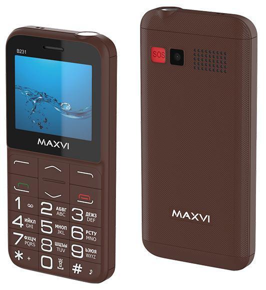 Мобильный телефон кнопочный с большими кнопками сотовый для пожилых людей MAXVI B231 коричневый - фото 1 - id-p223962112