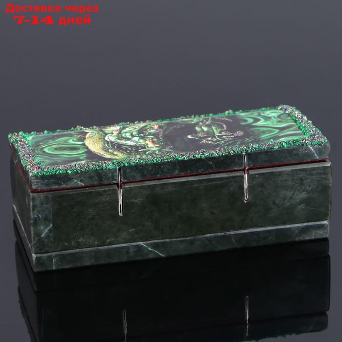 Ларец "Хозяйка медной горы" 15х7х5,5 см, натуральный камень, змеевик - фото 4 - id-p224150266