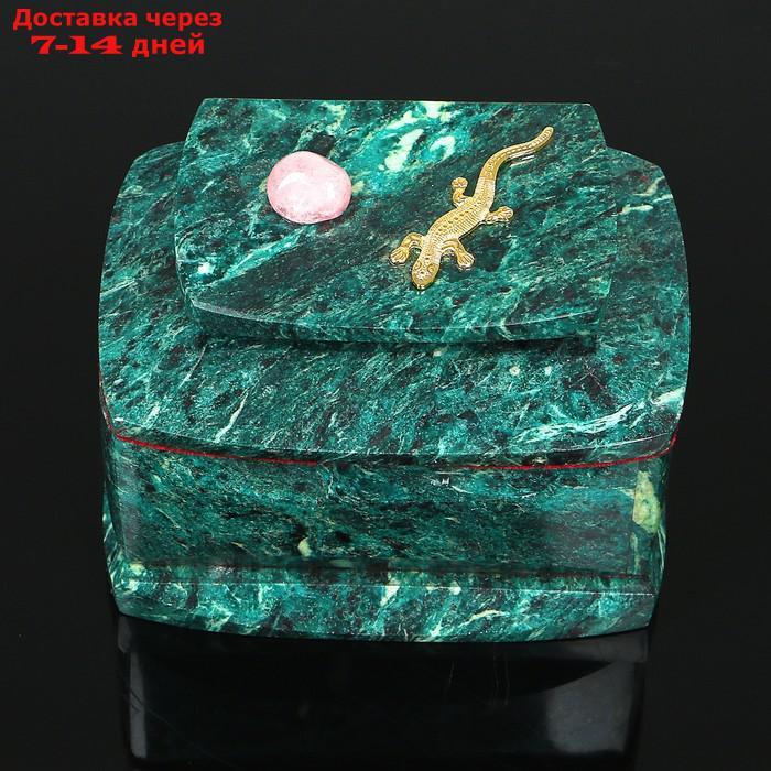 Ларец "Ящерка" 12,5х8х8,5 см, змеевик - фото 3 - id-p224150270
