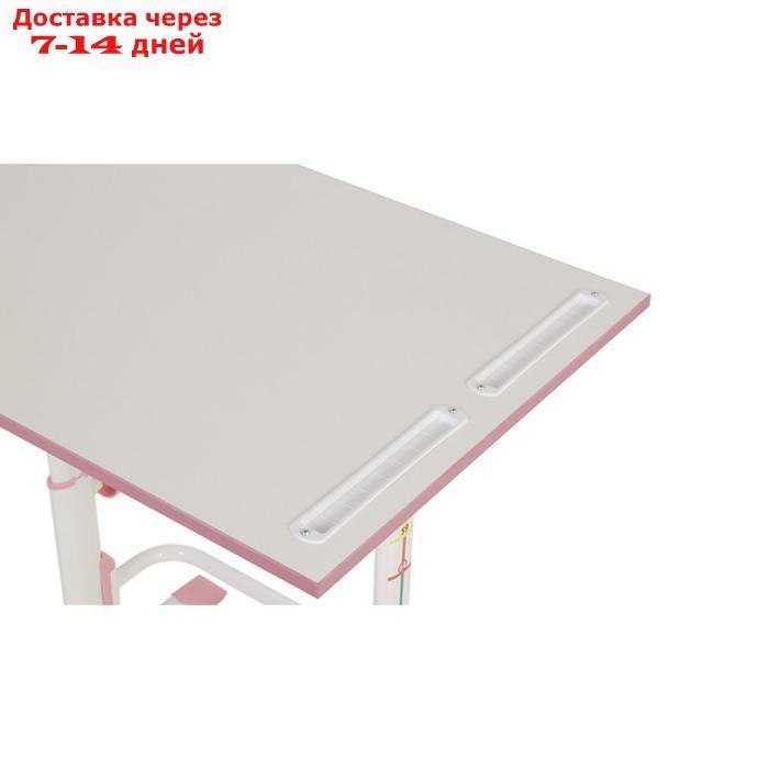 Комплект Polini kids растущая парта-трансформер + регулируемый стул, цвет белый-розовый - фото 5 - id-p224150346
