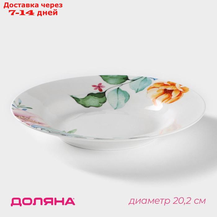 Тарелка суповая Доляна "Пташка", d=20,2 см, цвет белый - фото 1 - id-p224148138